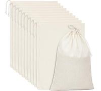 Lot de 15 sacs en mousseline de coton avec cordon de serrage, couleur naturelle, 13.8 x 10 Inches