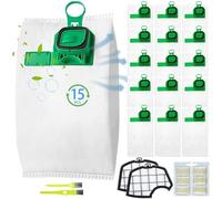 Lot de 15 sacs pour Folletto VK140 VK150 FP140 avec 2 filtres moteur, 2 brosses propres, 1 parfums, kit d'accessoires pour aspirateur Vorwerk Kobold