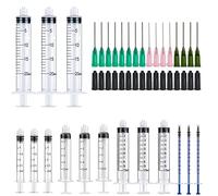 Lot de 15 seringues de 20 ml, 10 ml, 5 ml, 3 ml, 1 ml avec aiguille à pointe émoussée et capuchon - Applicateur d'encre ou de colle, excellent pour remplir et mesurer la distribution
