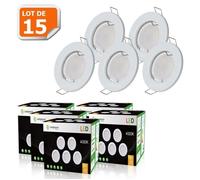 LampesEcoEnergie Lot de 15 Spot Led Encastrable complete ronde fixe eq. 50w blanc neutre