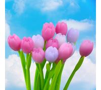 Lot de 15 stylos à bille en silicone en forme de plantes, stylos personnalisés en vrac pour femmes, enseignants, étudiants, enfants, filles, cadeaux de tournesol fantaisie (tulipe)