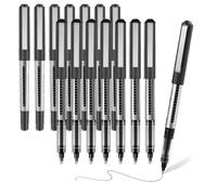 Lot de 15 stylos roller noirs, 0,7 mm, à encre liquide, séchage rapide, pour l'école, le bureau, le magasin, la journalisation, les étudiants