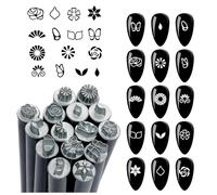 Lot de 15 tampons à ongles pour le design et le gaufrage avec pochoirs - Outils de design avec différents motifs - Kit de griffonnage pour filles et débutants