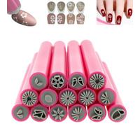 Lot de 15 tampons pour nail art - Outils de bricolage avec 6 motifs différents - Stylo de stamping pour nail art - Graffiti - Outils de pointillage - Outils de conception de nail art - Stylo de tampon
