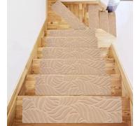 Lot de 15 Tapis antidérapants pour marches d'escalier, lavables en Machine, pour Personnes âgées et Chiens, Beige, 55 x 20 cm
