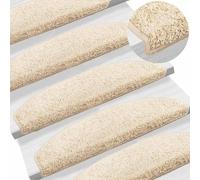 Lot de 15 tapis autocollants pour escaliers en polypropylène | Design semi-circulaire, coulissant, absorbe le bruit, lavable, pliable, ruban double face, protège les marches