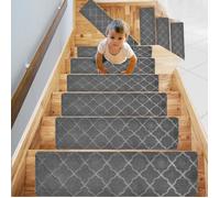 Lot de 15 Tapis de Marche D'escalier, 76.2 X 20.3 cm, Grandes Marches D'escalier Auto-adhésives Antidérapantes (Gris)