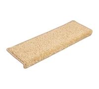 Lot de 15 tapis d'escalier 65 x 21 x 4 cm, bord crème | 100 % polypropylène tufting, isolants acoustiques, chauds, lavables, pliables, ruban double face, fixation facile