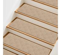 Lot de 15 tapis d'escalier antidérapants avec envers autocollant réutilisable en polyester pour marches lisses en bois ou stratifié - Prise en main améliorée pour enfants et animaux domestiques - 20 x