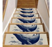 Lot de 15 tapis d'escalier antidérapants pour enfants, personnes âgées, animaux domestiques - 20,3 x 76,2 cm - Motif mammifères marins avec baleines
