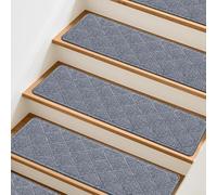 Lot de 15 tapis d'escalier antidérapants réutilisables pour marches d'escalier en bois pour carrelage stratifié, gris, beige, marron, options de couleur pour rénovation de la maison (20 x 76 cm, gris)