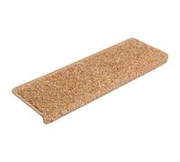 Lot de 15 tapis d'escalier avec bord rectangulaire beige, 65 x 21 x 4 cm | PP tufting, isolants acoustiques, lavables, pliables, ruban adhésif double face, protection anti-rayures, décoratifs