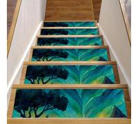 Lot de 15 tapis d'escalier Burid The Northern Lights avec un cerf (3) tapis d'escalier pour marches d'escalier en bois à l'intérieur, tapis d'escalier antidérapant pour animaux de compagnie, tapis