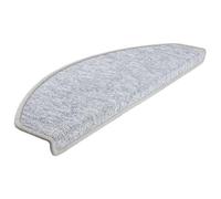 Lot de 15 tapis d'escalier Gris clair 65 x 24 x 4 cm | PP tufting, isolants acoustiques, chauds, lavables, pliables, ruban adhésif double face, protection des marches