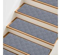 Lot de 15 tapis d'escalier réutilisables et antidérapants pour marches en bois lisses - Protection des enfants et des animaux domestiques - Gris (20 x 76 cm, gris)