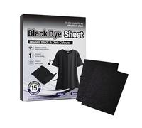 Lot de 15 teintures textiles noires profondes prêtes à l'emploi pour vêtements, tissus, teinture facile à laver, couleur liquide, poudre de fixation, feuilles de teinture noires, rafraîchissement des