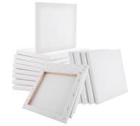 Lot de 15 toiles 100 % coton - 20 x 20 cm - Blanc - Châssis biseauté - Toile à peindre sans acide - Pour marqueurs, gouache, acrylique, aquarelle, peinture à l'huile, dessin au crayon et peinture à