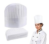 Lot de 15 toques de chef jetables en papier - Toque de chef réglable - Pour la cuisine, les restaurants - 22,4 cm, Blanc., 30