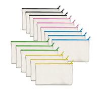 Lot de 15 trousses vierges en toile de coton avec fermeture éclair pour cosmétiques, articles de toilette et fournitures de bureau