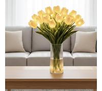 Lot de 15 tulipes lumineuses et romantiques - Veilleuse LED scintillante en forme de fleur - Fleurs artificielles lumineuses à DEL qui ne se décolorent pas pour chambre à coucher, chevet, fête des