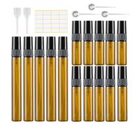 Lot de 15 vaporisateurs de parfum ambré vides en verre - Petit à remplir - Mini poches à pompe - Rechargeable - Pour voyage - 3 ml/5 ml/10 ml - Avec tête de pressage à pipettes