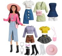 Lot de 15 vêtements et accessoires compatibles avec Barbie pour poupées de 11,5 pouces, 3 ensembles de nouvelles tendances de la mode le printemps 3 ensembles de tenues d'été tous les jours 2 colliers