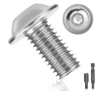 Lot de 15 vis à tête bombée M8 x 16 en acier inoxydable A2 V2A ISO 7380 Vis à tête bombée Vis filetées en acier inoxydable avec bride, six pans creux et clé hexagonale