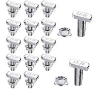 Lot de 15 vis à tête marteau M8 x 20 - En acier inoxydable A2-70 - Avec écrous à dents de blocage - Écrous à bride - Pour rails de montage solaires PV, serre et profilé en aluminium - Pour