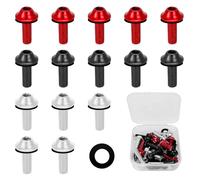 Lot de 15 vis de fixation de carénage de moto, M5 x 16 mm, boulons de pare-brise en aluminium pour moto, scooter (argent, noir, rouge)
