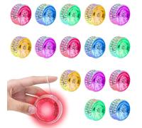 Lot de 15 Yoyos lumineux LED Yoyo en plastique - Yoyos lumineux pour enfants, débutants - JoJo réactif avec roulement à billes pour cadeaux d'anniversaire, fêtes, célébrations, prix en classe