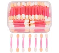 Lot de 150 applicateurs de fard à paupières jetables en mousse avec embout éponge ovale double face avec récipient, rose