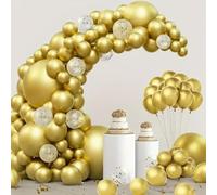 Lot de 150 ballons dorés métallisés, différentes tailles 45,7 cm, 30,5 cm, 25,4 cm, 25,4 cm, 12,7 cm, 12,7 cm, avec instructions pour fête d'anniversaire, remise de diplôme, mariage, décoration de