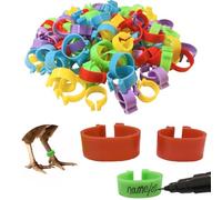 Lot de 150 bandes de cuisse de poulet, anneaux de jambe de volaille en plastique 5 couleurs de 16 mm et 20 mm avec 1 marqueur permanent pour marquer le numéro ou le nom des pigeons, oie, oiseau