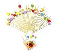 Lot de 150 bâtonnets à cocktail en bois - Accessoires alimentaires - Canape de fruits - Fournitures de fête décoratives - Boissons - Snacks - Sandwich - Grignotements - Brochettes - Cure-dents