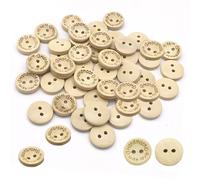 Lot de 150 boutons en bois - 15 mm - Forme ronde - Boutons à coudre faits à la main avec amour - Pour cardigan et vis