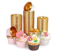 Lot de 150 caissettes à muffins en papier d'aluminium pour anniversaire, fête de Noël, fêtes (blanc, rose, marron)