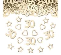 Lot de 150 confettis en bois pour 30 ans - Décoration de table d'anniversaire - 30 femmes - Cœur en bois - Étoile - Décoration de table d'anniversaire