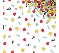 Lot de 150 confettis pour la rentrée scolaire, confettis de table pour le premier jour de l'école, papier à paillettes rouges et noires, décoration de table, fournitures de fête de bienvenue à l'école