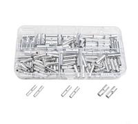 Lot de 150 connecteurs non isolés pour bricolage automobile et utilisation électrique - 150 - 280 pièces tubulaires en cuivre 22 10 AWG avec barrière d'arrêt de fil