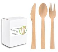 Lot de 150 couverts en bambou (3 x 50 pièces) | Cuillère, fourchette, couteau jetables en bois, respectueux de l'environnement, pique-nique, barbecue, fête, événement, camping, voyage | Biodégradable
