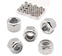 Lot de 150 écrous de verrouillage hexagonaux en nylon, acier inoxydable 304, finition unie