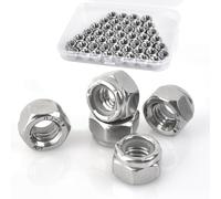 Lot de 150 écrous de verrouillage hexagonaux en nylon, acier inoxydable 304, finition unie