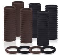 Lot de 150 élastiques à cheveux sans dommages pour cheveux épais et fins, élastiques pour queue de cheval, élastiques doux pour femme, noir et marron