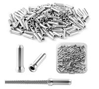Lot de 150 embouts de câble Bowden en alliage d'aluminium argenté - Embouts de câble Bowden - Embouts de vélo avec boîte en plastique - Pièces de rechange pour vélo de montagne