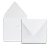 Lot de 150 enveloppes carrées - Couleur : blanc - Format : 16,5 x 16,5 cm - Grammage : 120 g par m² - Fermeture humide avec rabat pointu