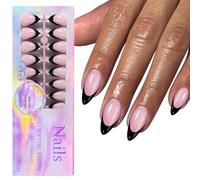 Lot de 150 faux ongles noirs à bout français à presser en acrylique pour filles