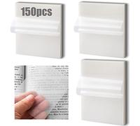 Lot de 150 feuilles de notes adhésives transparentes, étanches, réinscriptibles, excellent matériel de bureau pour les étudiants et les employés (100 pièces 7,5 x 7,5 cm + 50 pièces 9,5 x 7 cm)