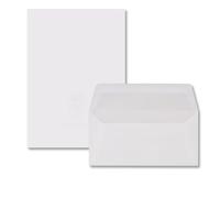 Lot de 150 feuilles de papier fin avec filigrane assorti - Blanc mat - Format A4 - Enveloppes format DIN long doublées de papier de soie gris clair 80 g/m²