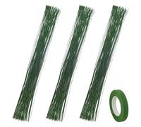 Lot de 150 fils pour fleurs, tige de bouquet avec ruban floral, fil de tige florale, pour bricolage, vert