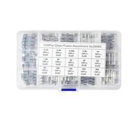 Lot de 150 fusibles en verre à choc rapide 5 x 20 mm 0,1 A, 0,25 A, 0,25 A, 0,5 A, 1 A, 1,5 A, 2 A, 3 A, 4 A, 5 A, 8 A, 10 A, 12 A, 15 A, 20 A